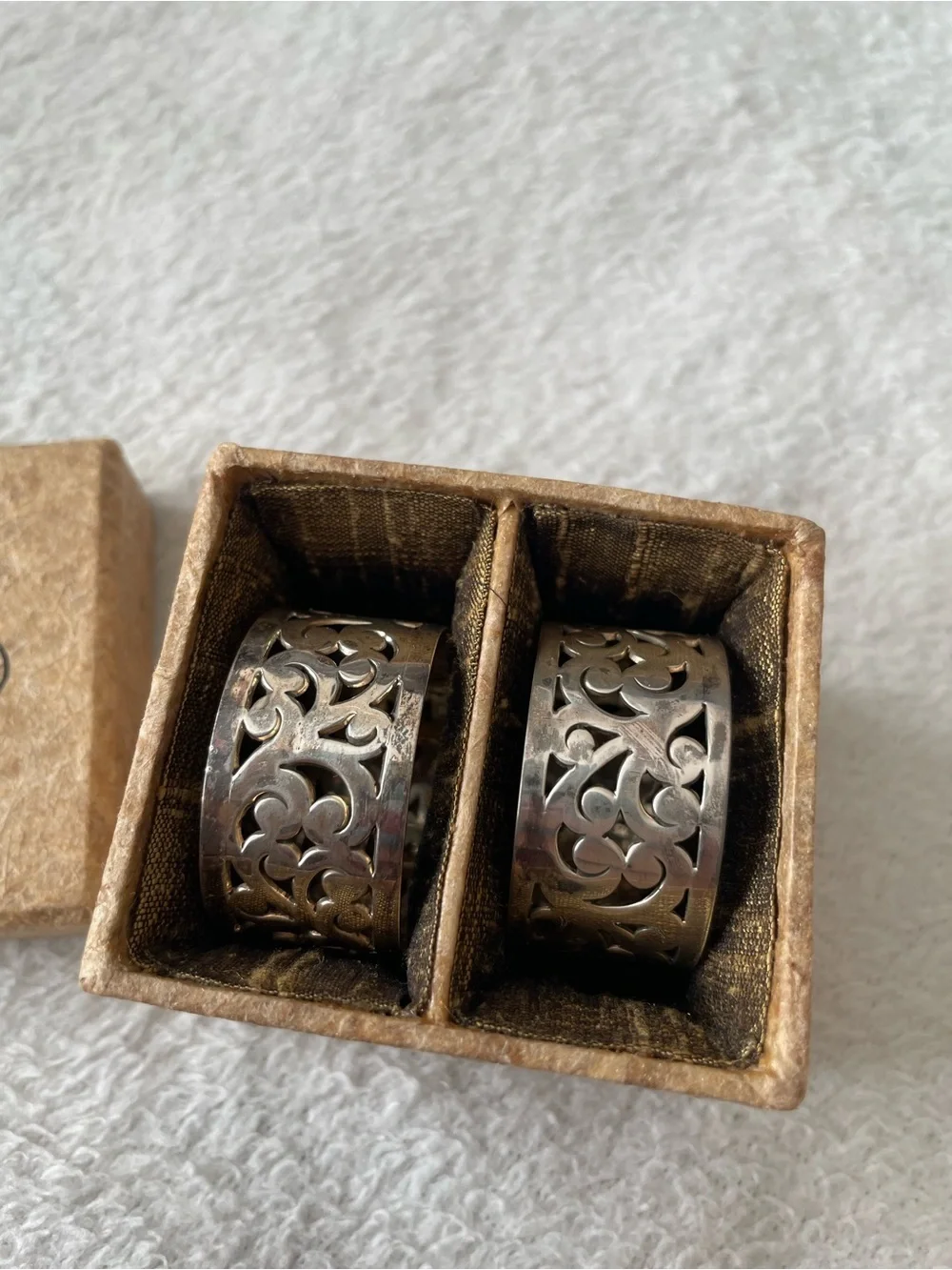Lois Hill 925 Sterling Silver Filigree Napkin Ring Pair